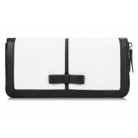 Elegant Women's Clutch Wallet With Color Block and Bow Design